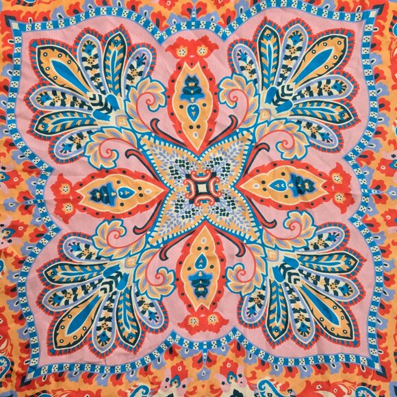 100% Silk Scarf Boho Floral Medallian - Picture 2 of 7